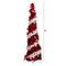 4ft. Pre-Lit Pop up Red & White Tinsel Christmas Tree, Multicolor Lights